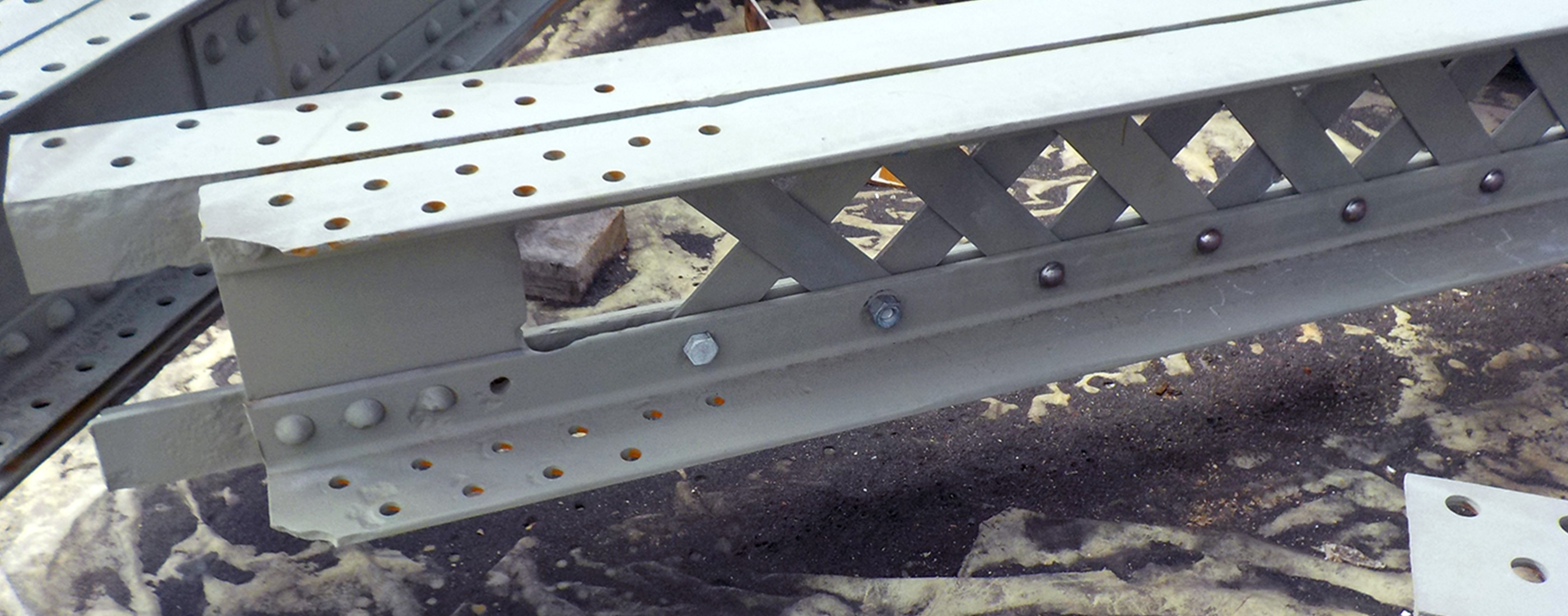 Close up of the refurbished M-86 truss bridge