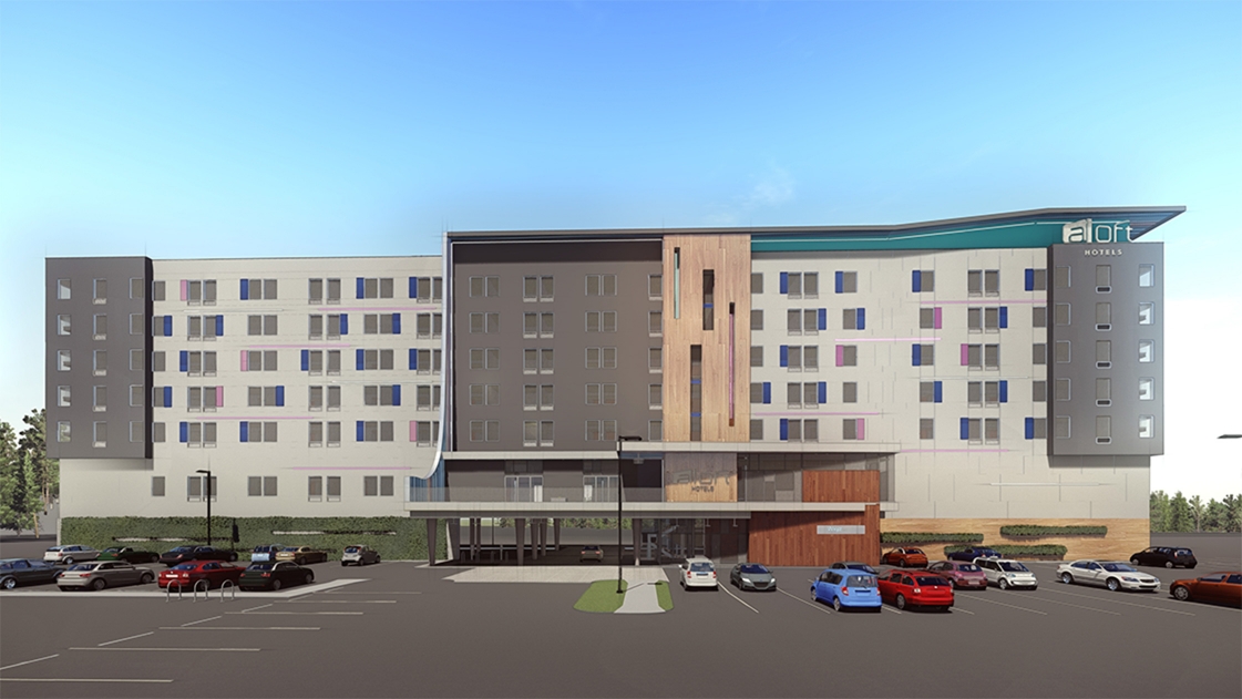 The newly-designed Aloft Hotel will offer 164 modern and upscale rooms.