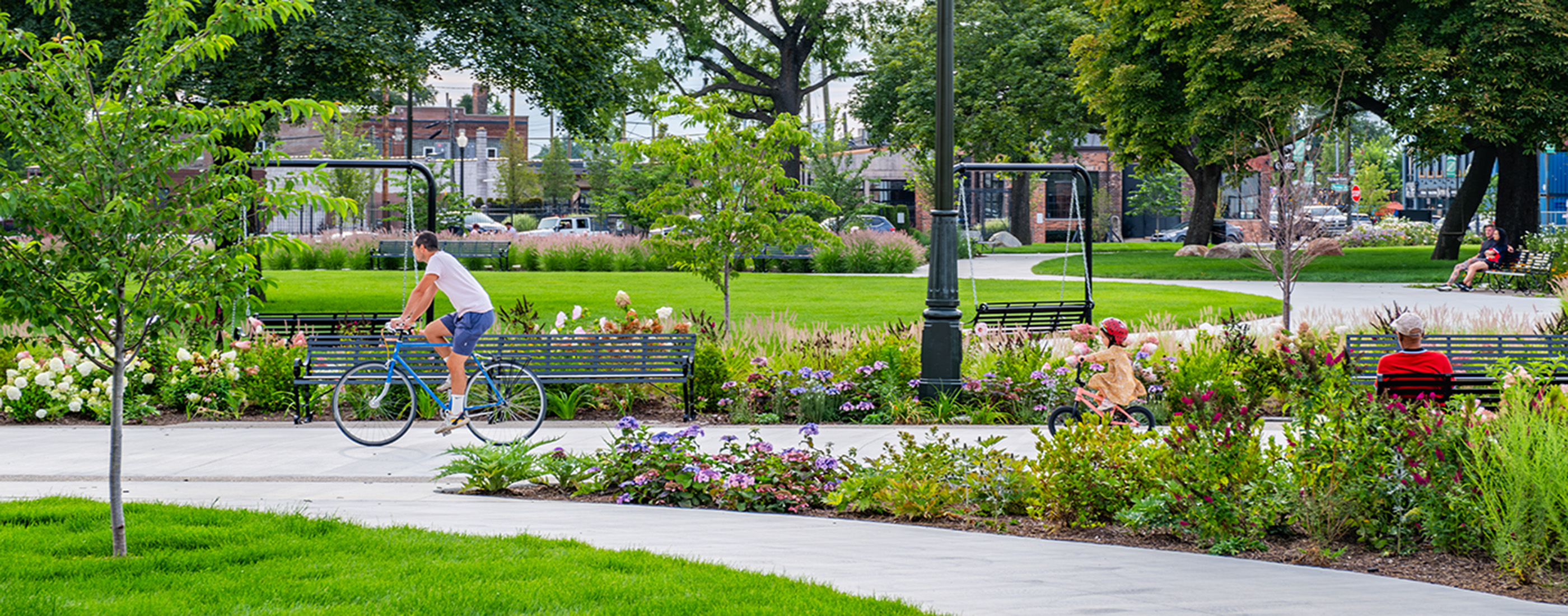 Multipurpose use paths connect Roosevelt Park and Michigan Central Station to the surrounding communities.