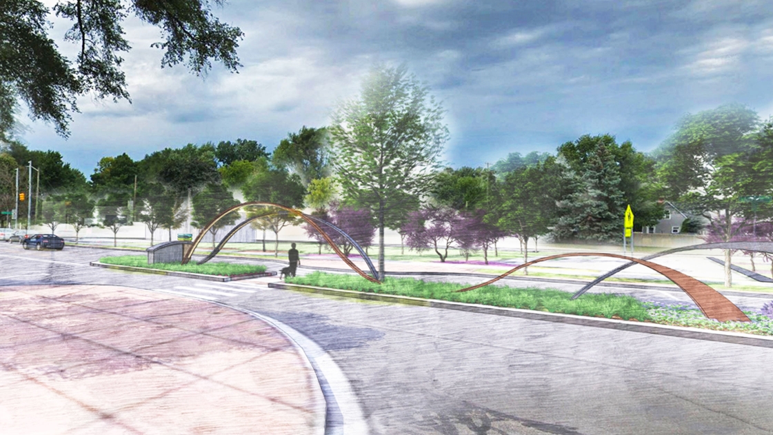 Auburn Road median streetscape rendering