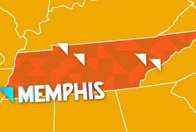 Map showing the five OHM offices in Tennessee, highlighting the most recent in Memphis