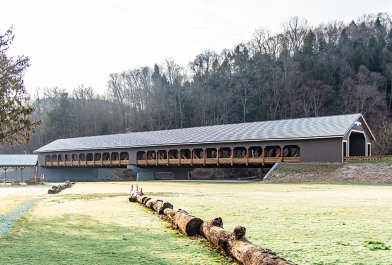 Photo of the Spellacy Covered Bridge over the Mohican River in Holmes County, Ohio